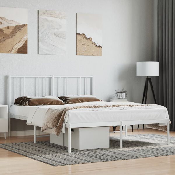 vidaXL Estructura cama sin colch&oacute;n con cabecero metal blanco 120x190cm