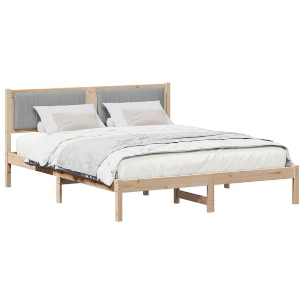 vidaXL Estructura de Cama con Cabecera Tapizada Gris Claro