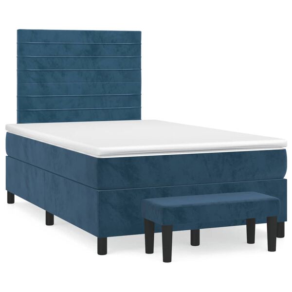 vidaXL Cama box spring con colch&oacute;n terciopelo azul oscuro 120x190 cm