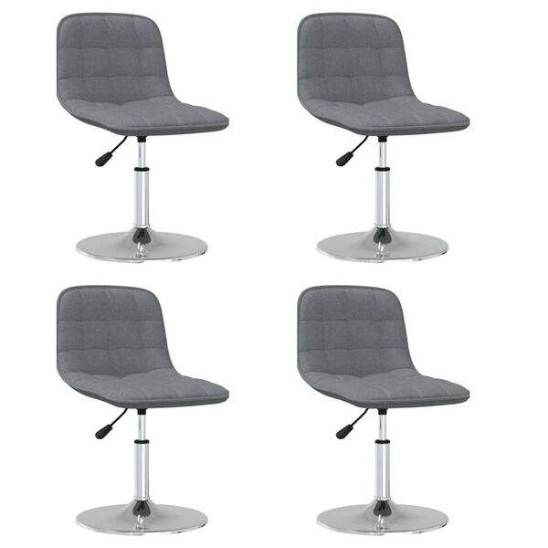 vidaXL Sillas de comedor giratorias 4 unidades tela gris claro