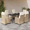 vidaXL Set comedor de jard&iacute;n 7 pzas con cojines rat&aacute;n sint&eacute;tico beige