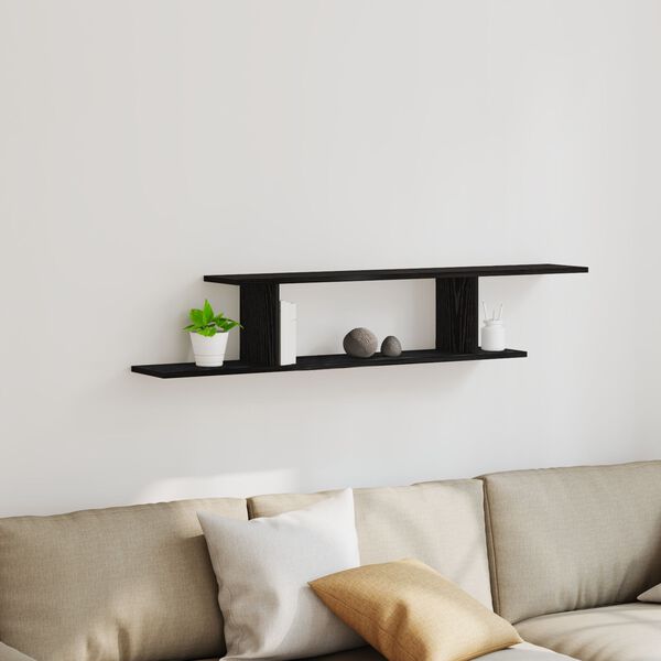 vidaXL Estante para TV de pared Roble Negro 125 x 18 x 23 cm