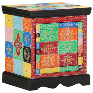 vidaXL Mesilla de noche multicolor 40x35x45 cm madera maciza mango