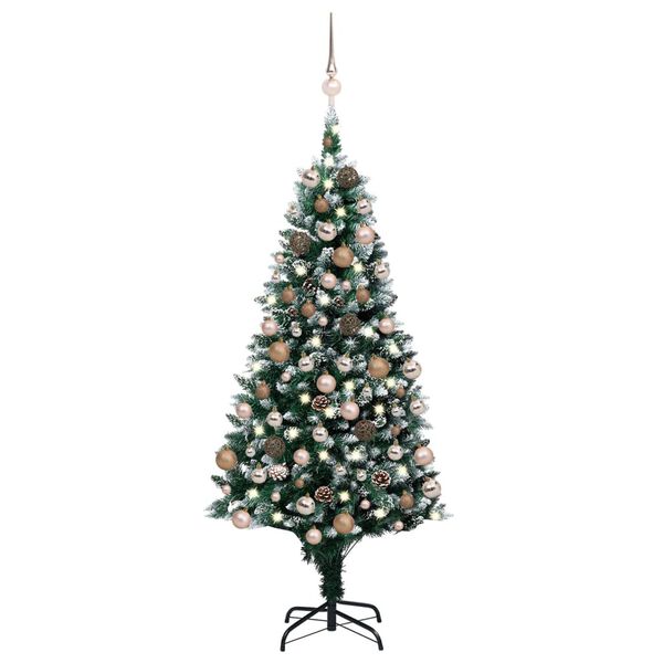 vidaXL &Aacute;rbol de Navidad helado con luces, bolas y pi&ntilde;as 180 cm