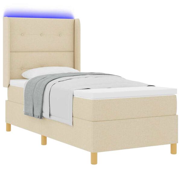 vidaXL Cama tipo Box Spring con colch&oacute;n Crema 140 x 190 cm tela