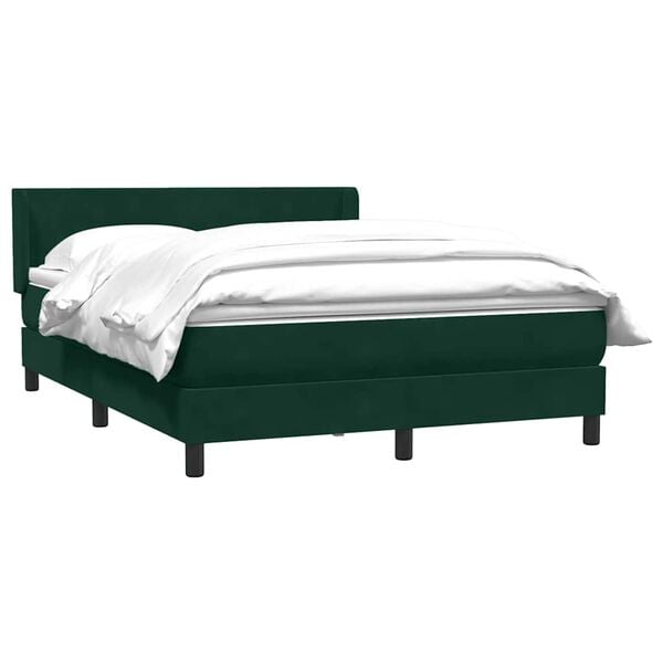 vidaXL Cama box spring con colch&oacute;n terciopelo verde oscuro 160x220 cm