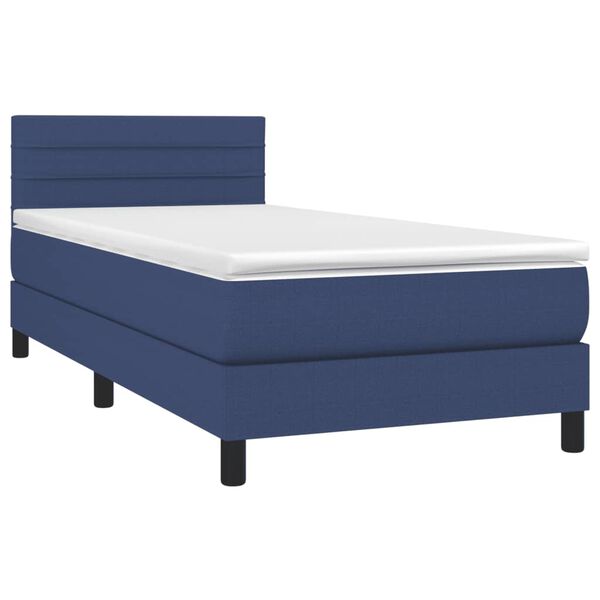 vidaXL Cama box spring con colch&oacute;n tela azul 80x200 cm