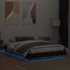 vidaXL Estructura de cama con luces LED roble ahumado 140x200 cm