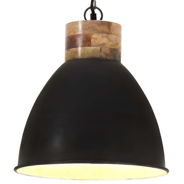 vidaXL L&aacute;mpara colgante industrial hierro negro y madera 46 cm E27