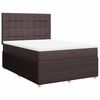 vidaXL Cama box spring con colch&oacute;n tela marr&oacute;n oscuro 140x190 cm