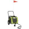 vidaXL Remolque de bicicleta mascotas hierro tela Oxford verde negro