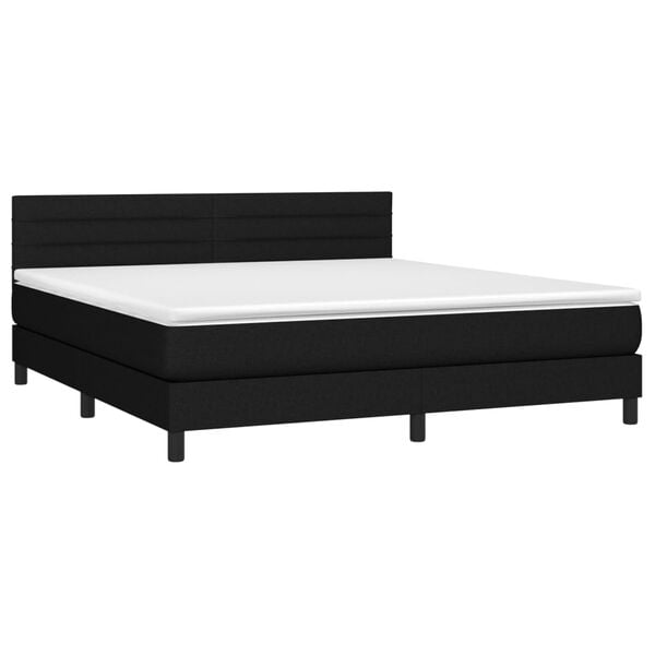 vidaXL Cama box spring con colch&oacute;n tela negro 180x200 cm