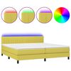 vidaXL Cama box spring colch&oacute;n y luces LED tela verde 200x200 cm
