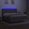 vidaXL Cama box spring colch&oacute;n y luces LED tela gris taupe 160x200 cm