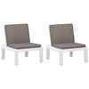 vidaXL Sillones de jard&iacute;n con cojines 2 unidades pl&aacute;stico blanco