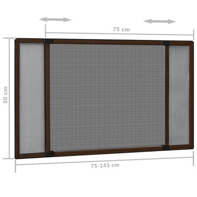 vidaXL Mosquitera extensible para ventanas marrón (75-143)x50 cm
