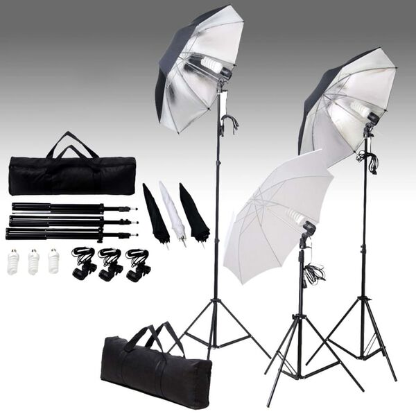 vidaXL Kit de estudio fotográfico con set de luces y fondo