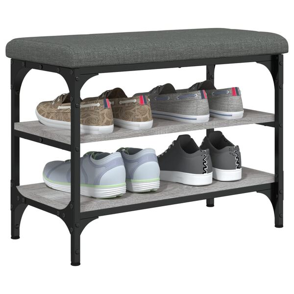 vidaXL Banco zapatero madera de ingenier&iacute;a gris Sonoma 62x32x47 cm