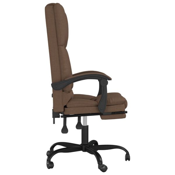 vidaXL Silla de oficina reclinable con masaje de tela marrón