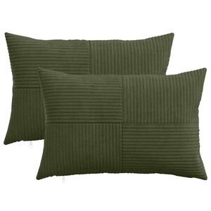 vidaXL Funda de almohada 2 pcs ALMELO Verde 30 x 50 cm pana
