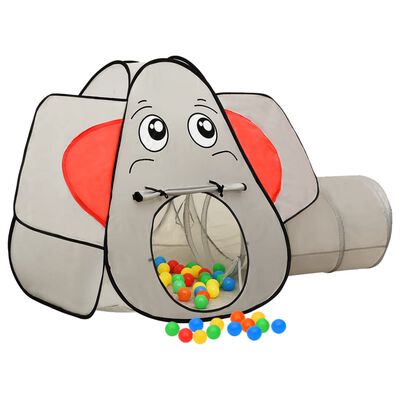 vidaXL Tienda de juegos diseño de elefante 250 bolas gris 174x86x101cm