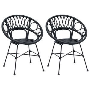 vidaXL Silla de comedor 2 uds. Ratan e Hierro Negro 54 x 65 x 82 cm
