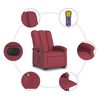 vidaXL Sill&oacute;n de masaje elevable el&eacute;ctrico tela rojo tinto
