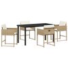 vidaXL Conjunto de Comedor de Jard&iacute;n 5 pcs Beige rat&aacute;n sint&eacute;tico
