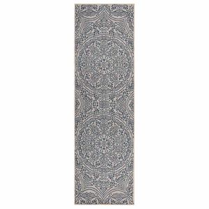vidaXL Alfombra de exterior de tejido plano rayas azules 80x250 cm