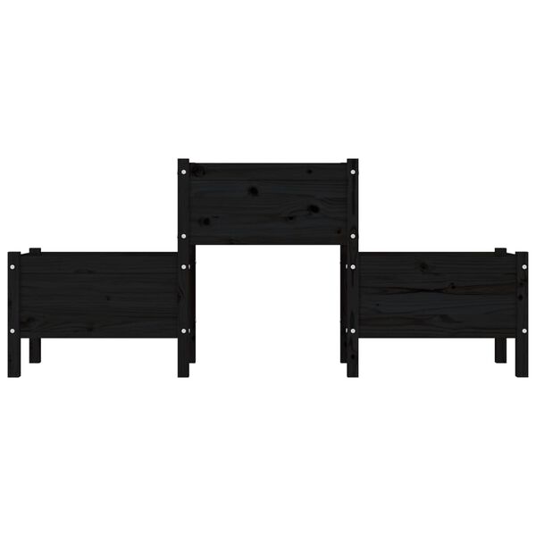 vidaXL Jardinera de madera de pino maciza negra 178,5x44x75 cm