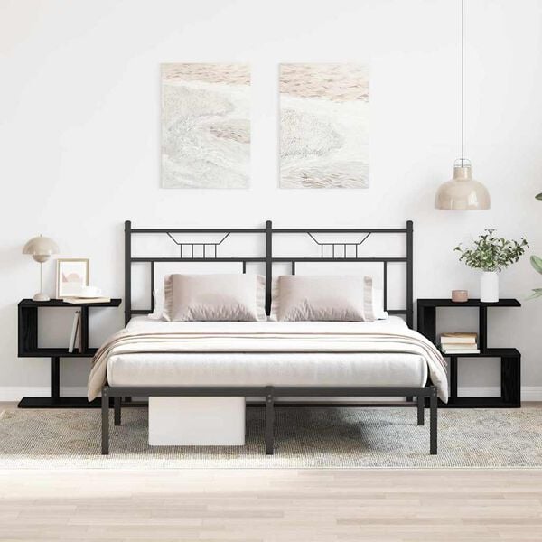 vidaXL Armario de Noche 2 pcs Roble Negro 50 x 30 x 51,5 cm