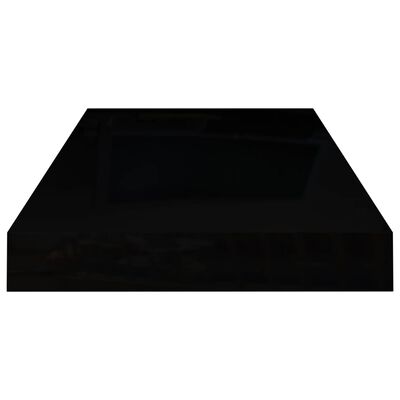 vidaXL Estante flotante de pared 2 uds MDF negro brillo 50x23x3,8 cm
