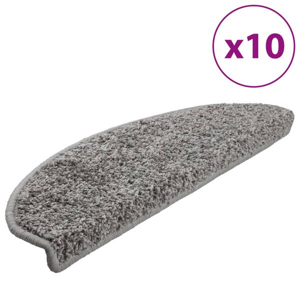 vidaXL Felpudos para escaleras (10 unidades, 65 x 21 x 4 cm, gris, semicirculares, grandes)