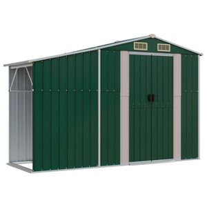 vidaXL Cobertizo de jard&iacute;n acero galvanizado verde 277x93x179 cm