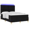 vidaXL Cama Box Spring LED con colch&oacute;n Negro 140 x 200 cm tela