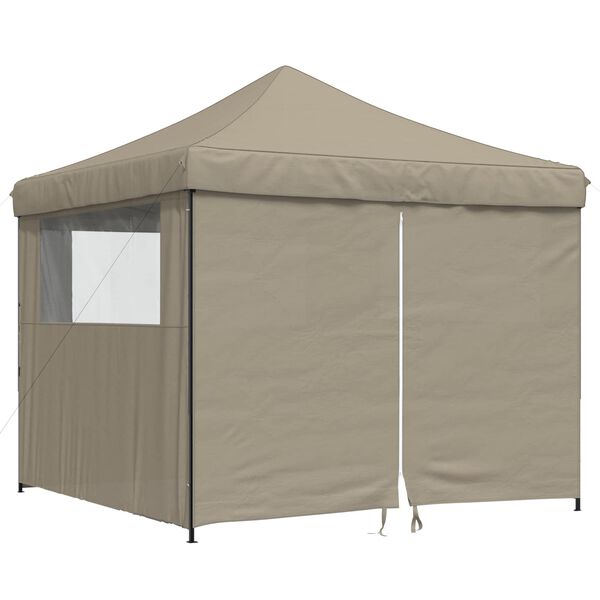vidaXL Tienda de fiesta plegable Pop-Up con 4 paredes laterales taupe