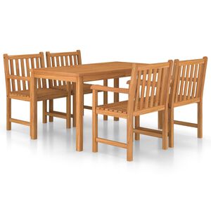 vidaXL Conjunto de comedor de jard&iacute;n de 5 piezas, 140 x 80 cm, madera maciza de teca