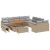 vidaXL Conjunto de sof&aacute;s de jard&iacute;n 13 uds. Beige rat&aacute;n sint&eacute;tico