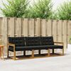 vidaXL Conjunto de sof&aacute;s de exterior con coj&iacute;n 3 pcs Natural y negro