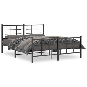 vidaXL Estructura cama sin colch&oacute;n con estribo metal negro 150x200 cm