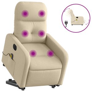 vidaXL Sill&oacute;n de masaje el&eacute;ctrico reclinable elevable tela crema