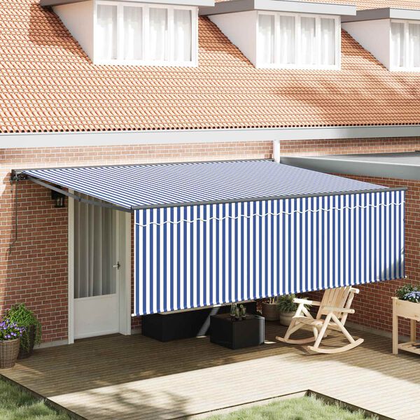 vidaXL Toldo Retr&aacute;ctil Azul y 400 x 300 cm Poli&eacute;ster y Aluminio
