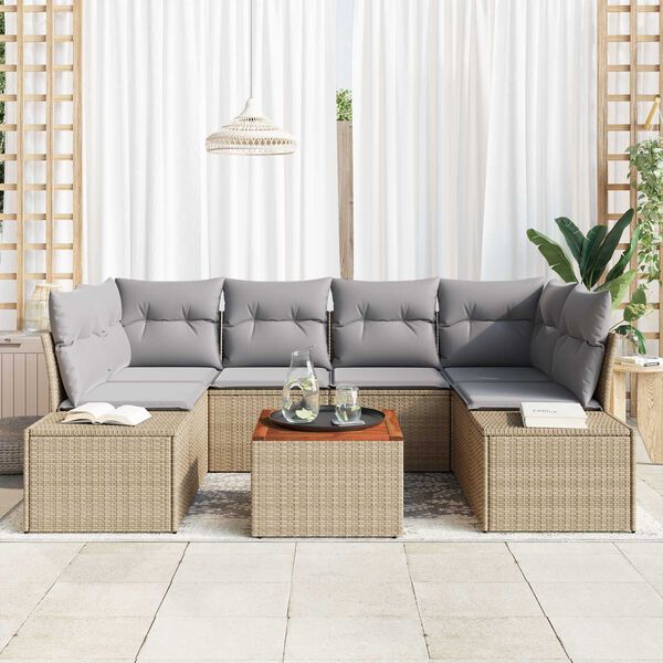 vidaXL Conjunto de sofá de jardín 7 pcs beige y gris claro