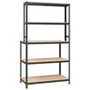 vidaXL Mesa de trabajo con estantes 5 niveles madera y acero antracita
