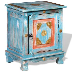 vidaXL Mesita de noche de madera maciza de mango azul
