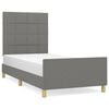 vidaXL Estructura de cama sin colch&oacute;n tela gris oscuro 90x200 cm