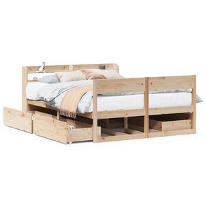 vidaXL Estructura de cama sin colch&oacute;n madera de pino blanco 150x200 cm