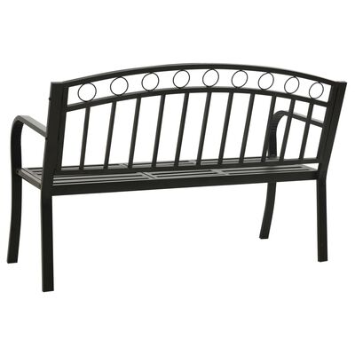 vidaXL Banco de jardín con mesa acero negro 120 cm