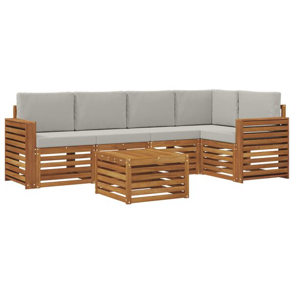 vidaXL Juegos de sof&aacute;s con coj&iacute;n 6 pcs Gris Natural y Claro