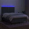 vidaXL Cama box spring colch&oacute;n y luces LED tela gris oscuro 140x190 cm